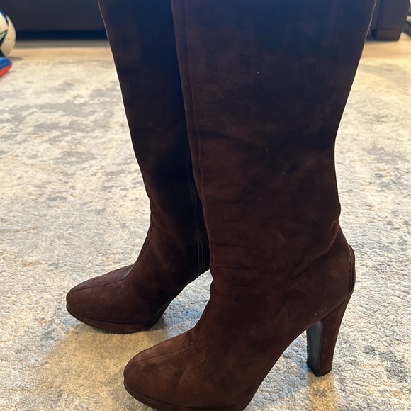 Car Shoe knee high boots in brown suede, inner zip closure, size 38EU, 7.5 US - Picture 2 of 5